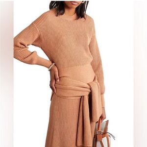 Joseph Ribbed Knit Cotton Wrap Sweater size XL